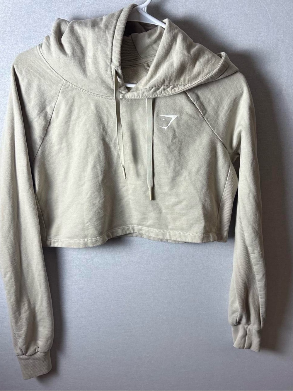 Gymshark Cropped Hoodie Hoodie Light Beige/cream size small